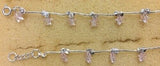 Sterling Silver Bead Anklet With Stars (Pink,Purple,Red)