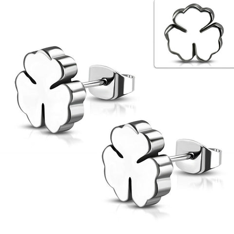 Stainless Steel Post Shamrock Stud Earrings