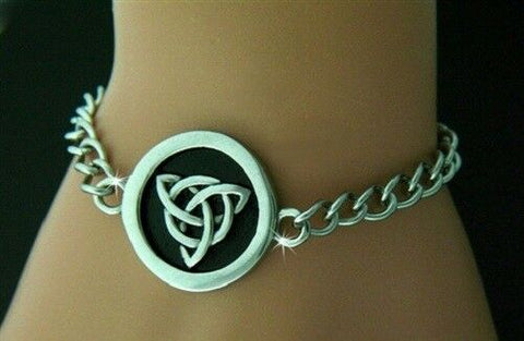 Stainless Steel 7.5 inch Trinity Charm Bracelet