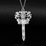 Silver-Plated Scottish miniature Kilt Pin Pendant with Thistle and Sword 20 in