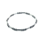 Thin Hematite Stretchy Anklet Magnetic Round Beads