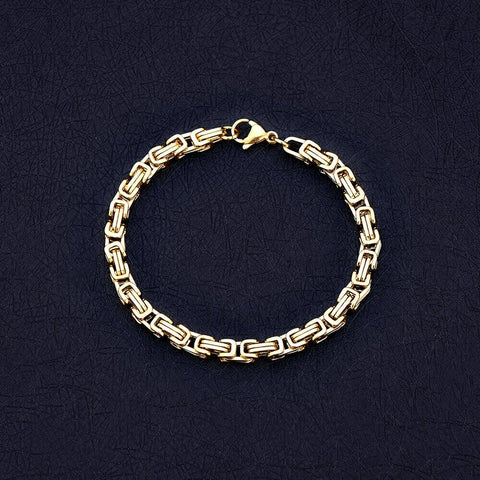 Stainless Steel Gold Byzantine Bracelet 8 inches 5.5mm thick