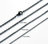 Black Stainless Steel 24 Inch 2.4mm Rolo Neck Chain Necklace