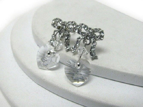 Clear made with Swarovski Crystal Ribbon and Heart Stud Earrings