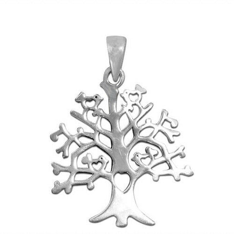 STERLING SILVER TREE OF LIFE with Hearts  PENDANT