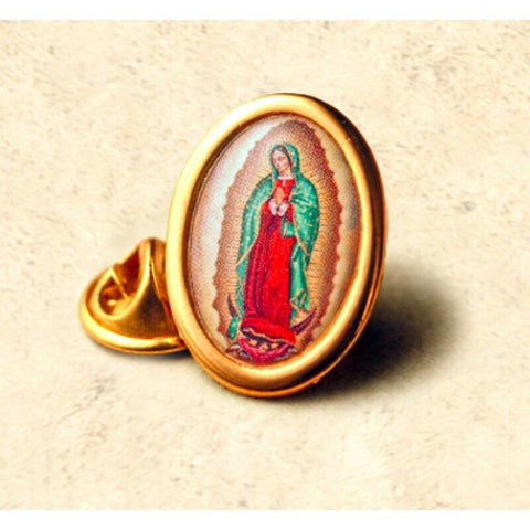 Our Lady of Guadalupe Photo Lapel Pin (2 Pieces) Made in Italy I inch Ht