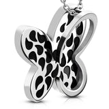 Stainless Steel 2-tone Butterfly Charm Invisible Bail Pendant no chain