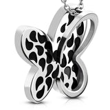 Stainless Steel 2-tone Butterfly Charm Invisible Bail Pendant no chain