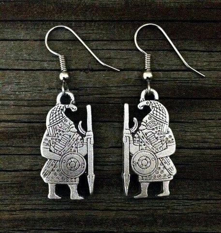 Pewter Anglo Saxon Warrio Double Sided Earrings Made in USA