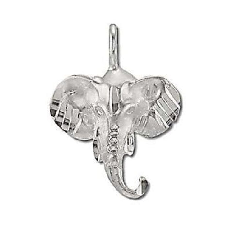 Sterling Silver Elephant Head Diamond Cut Pendant