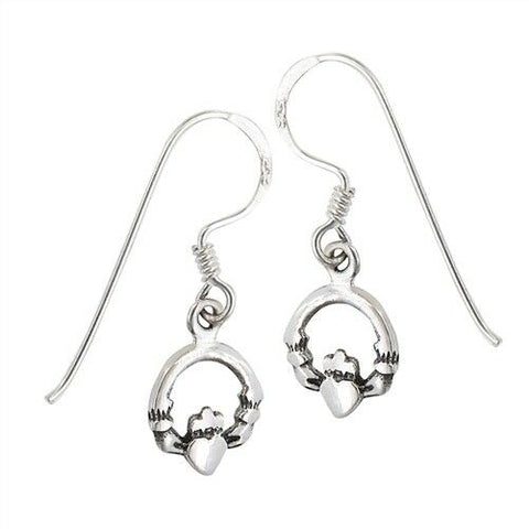 Women's Sterling Silver Small Claddagh Earrings.