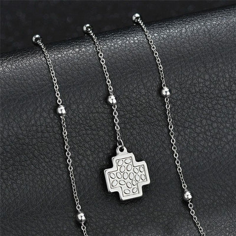 Stainless Steel Double-Sided Cross pendant with 20 inch chain Y style