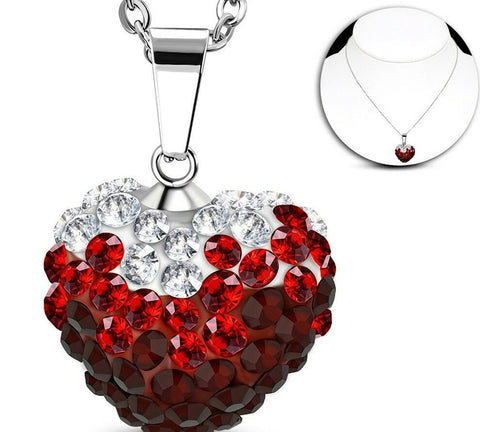 Stainless Steel Love Heart Shamballa Charm Chain Necklace & 45 cm chain
