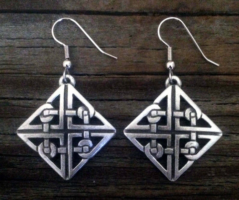 Pewter Celtic Shield Knot Earrings made in USA