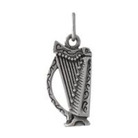 Celtic Harp Sterling Silver Pendant