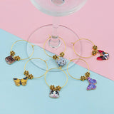 Zinc Based Gold-plated Alloy Wine Glass Animal Charms Mixed 6 in set