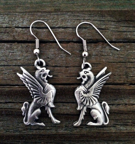 Pewter Griffin Earrings made in USA