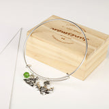 Scottish Thistle, Triquetra, Green Bead and Expandable Bangle