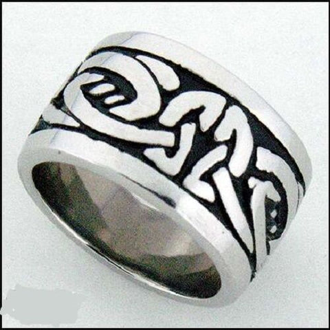 Stainless Steel Celtic Knot Wide Band Ring