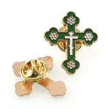 Green Enamel  Cross Lapel Pin