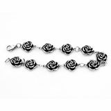 Stainless Steel Rose Flower Bracelet 9.5 in