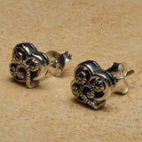 Celtic Sterling Silver Shamrock stud earrings with marcasite stones