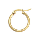 Stainless Steel Hoop Earrings Gold Plated Round 20mm Dia. 2mm thick