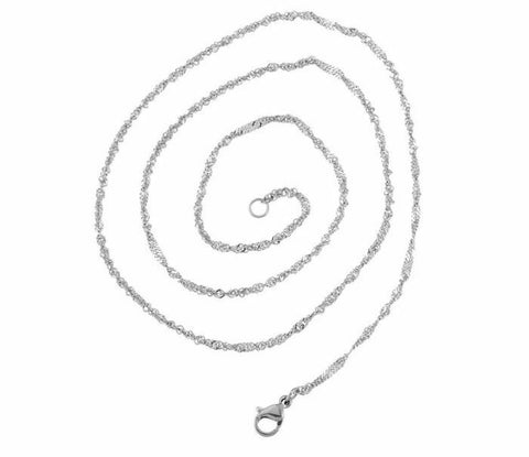 Stainless Steel Water Wave Chain Necklace  55-70 cm length, 2 mm width
