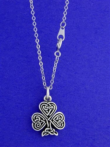 Pewter Celtic Knot Shamrock Necklace with 18 inch chain
