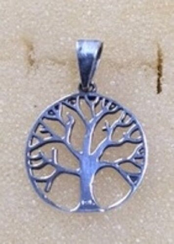 STERLING SILVER DETAILED BARK TREE OF LIFE PENDANT