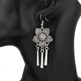 Turkish Style Flower Silver Color Earrings