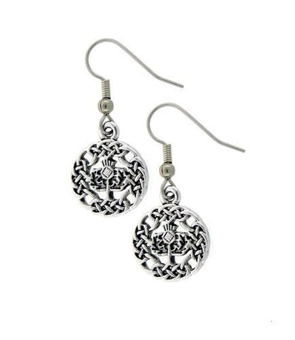 Celtic Pewter Scottish Thistle  Earrings