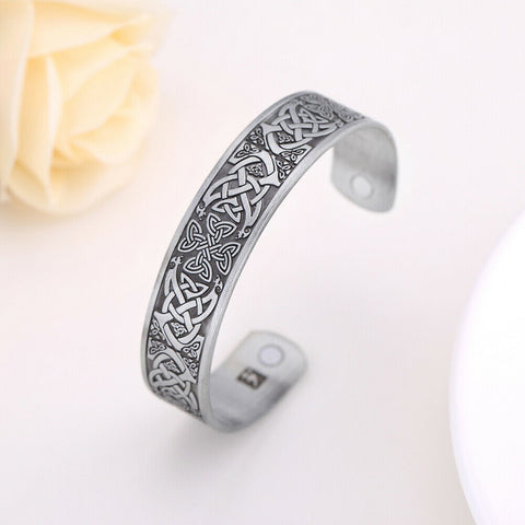 Unisex Celtic Knot Wide Magnetic Bangle Cuff