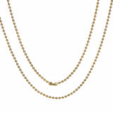 Stainless Steel Ball Chain Necklace Gold Plated 60cm(23 5/8") long, 2 mm