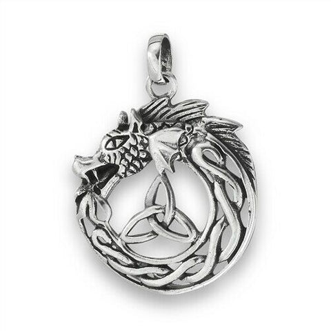 Sterling Silver Celtic Dragon Pendant no chain