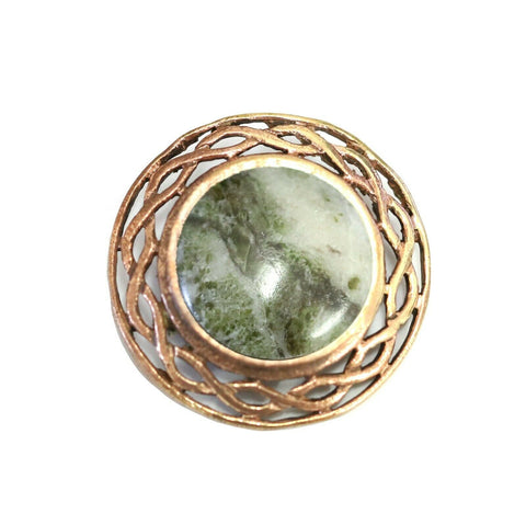 Irish Bronze Celtic Knot  brooch with Large Connemara Marble Stone