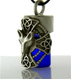 Pewter Maltese Cross and Wolf Aromatherapy Keepsake Vial 36" Cord