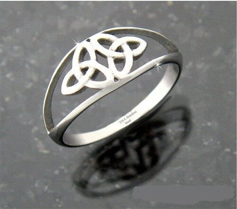 Stainless Steel Celtic Double Trinity Knot Ring SZ 5-10