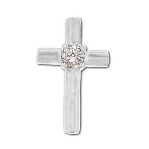 Sterling Silver Cross Pendant With Crystal Center