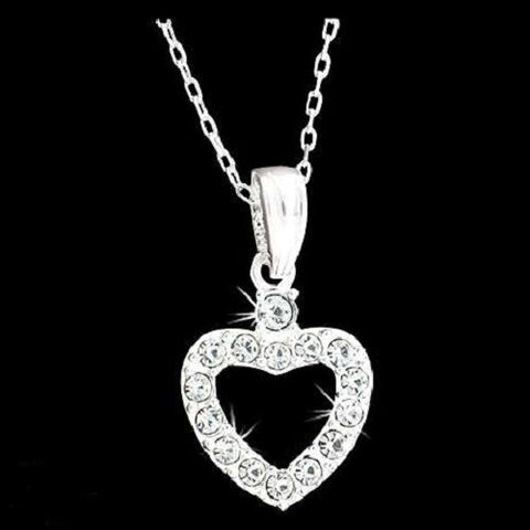 Pewter CZ Heart Pendant on 18" Chain
