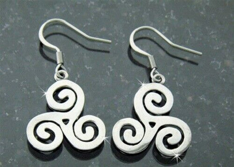 Stainless Steel Triskelion Celtic Earrings
