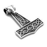 STAINLESS STEEL JEWELRY CELTIC WOLF HEAD THOR HAMMER PENDANT