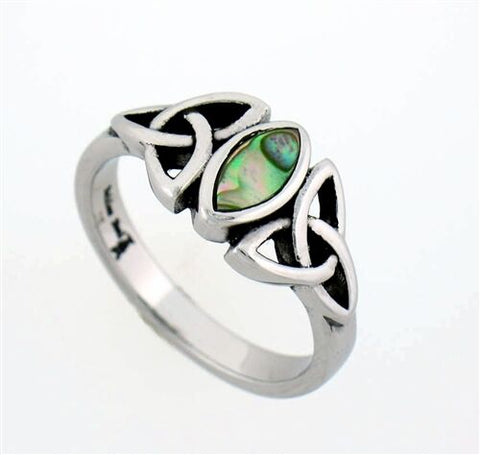 316L Stainless Steel Abalone Trinity knot Ring  Size 5-10