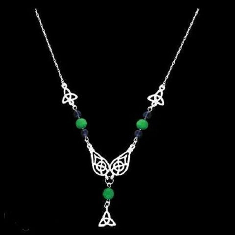 Pewter 18" Celtic Knotwork & Bead Necklace w/ 4" Extender