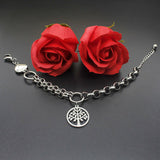 Stainless Steel  tree of life bracelet with heart 18 cm ( 7 in)  plus 2 in ext