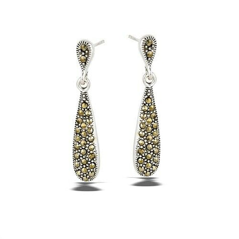 Sterling Silver Swinging Post Dangle Marcasite Earring
