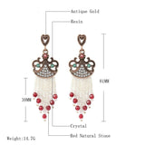 Turkish Style Antique Gold-Plated  Resin/Crystal & Bead & StoneTassel Earrings