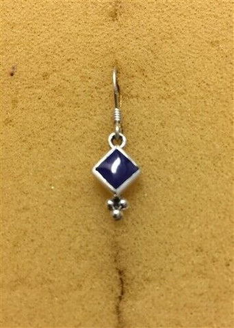 Sterling Silver Bali Style Drop Earring With Synthetic Lapis