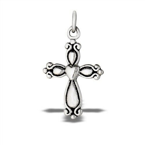 STERLING SILVER Ornate CROSS PENDANT without chain