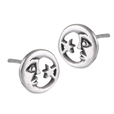 STERLING SILVER MOON AND STAR STUD EARRING